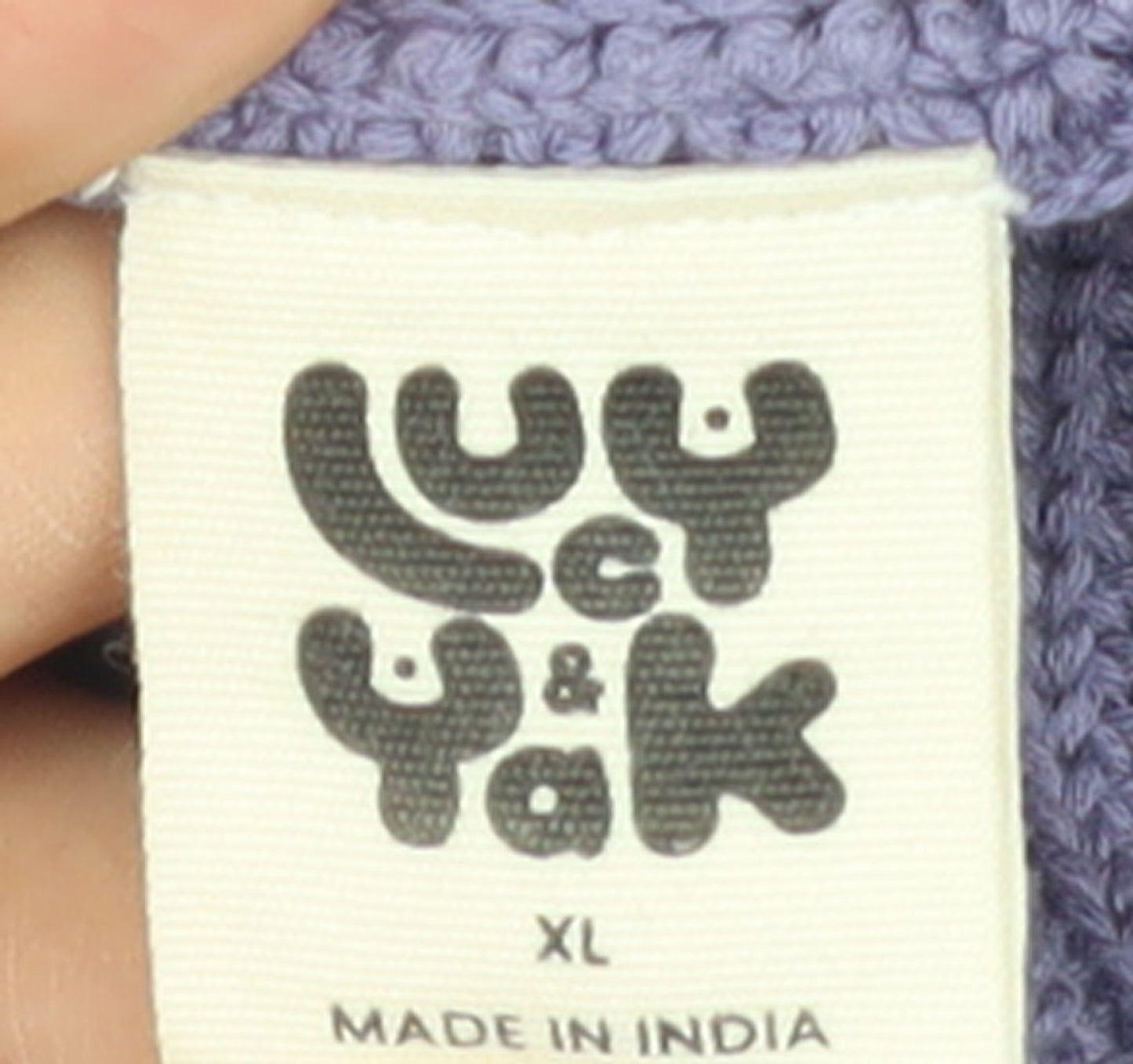 Lucy & Yak Women's Purple Cotton Knit V-Neck Cardigan XL