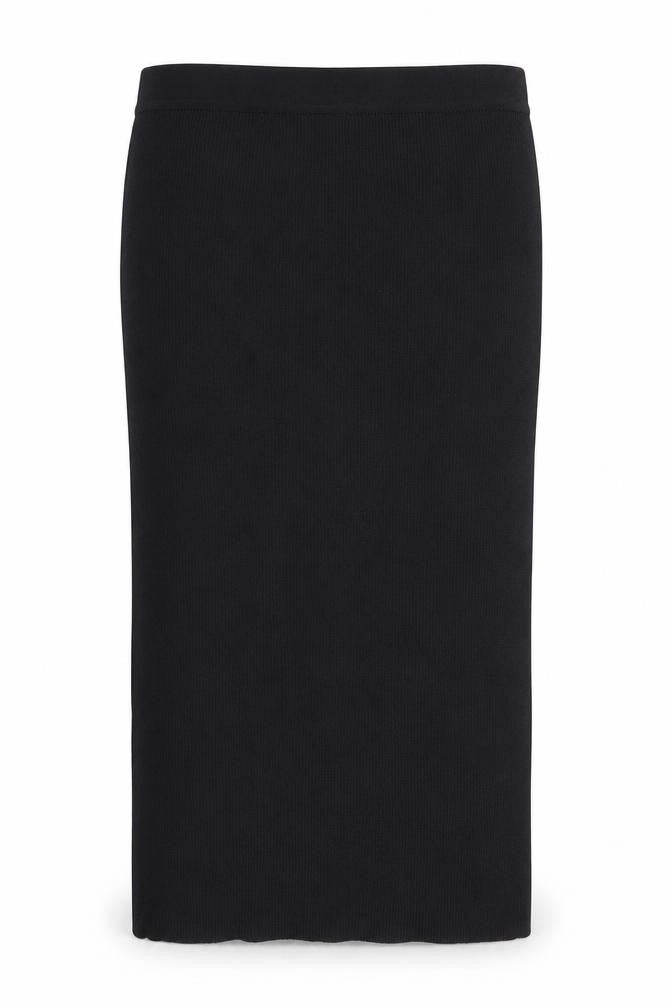 ZARA Women Black Size 12 Knit Pencil Skirt Stretch Workwear