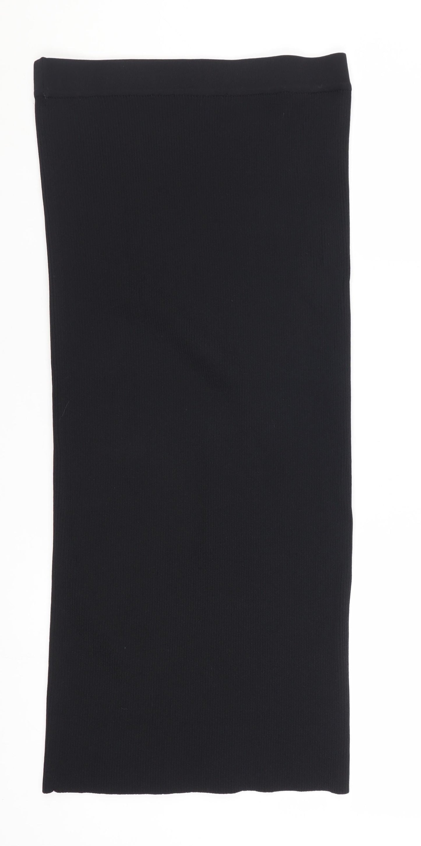 ZARA Women Black Size 12 Knit Pencil Skirt Stretch Workwear