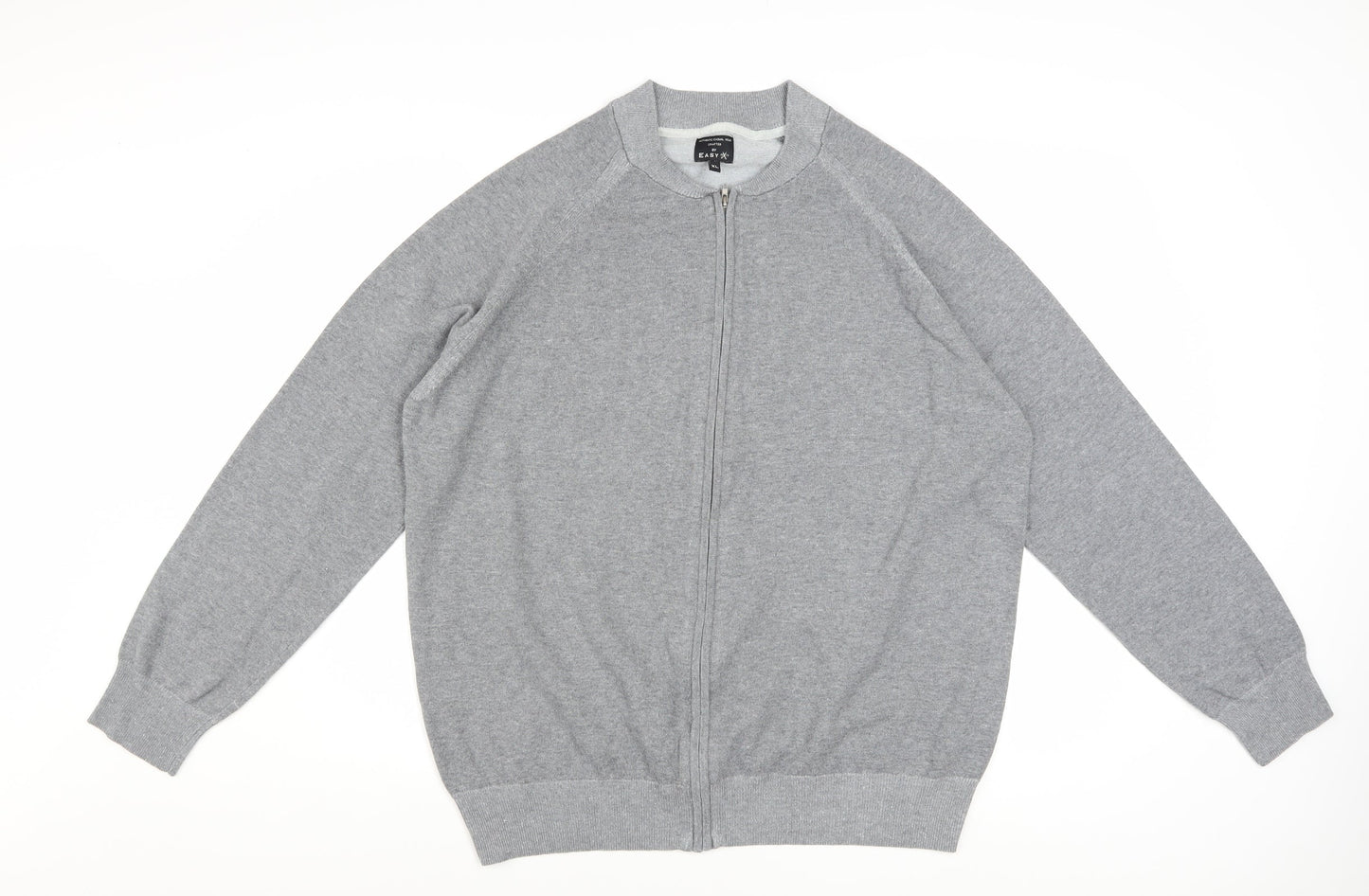 EASY Women's Grey Full Zip Knit Jumper XL Casual Lightweight