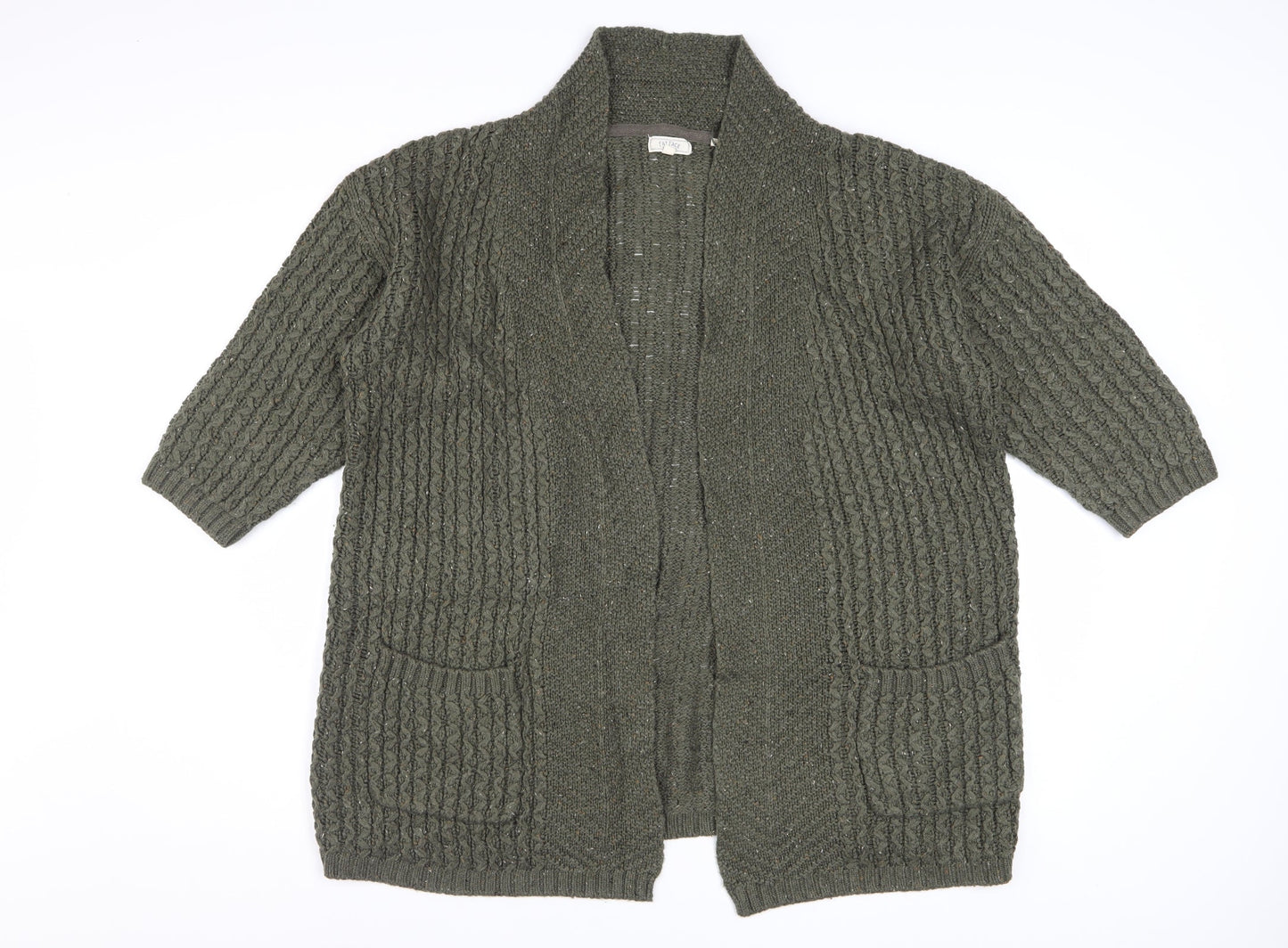 Fat Face Women's Green Chunky Knit Open Cardigan Size 12