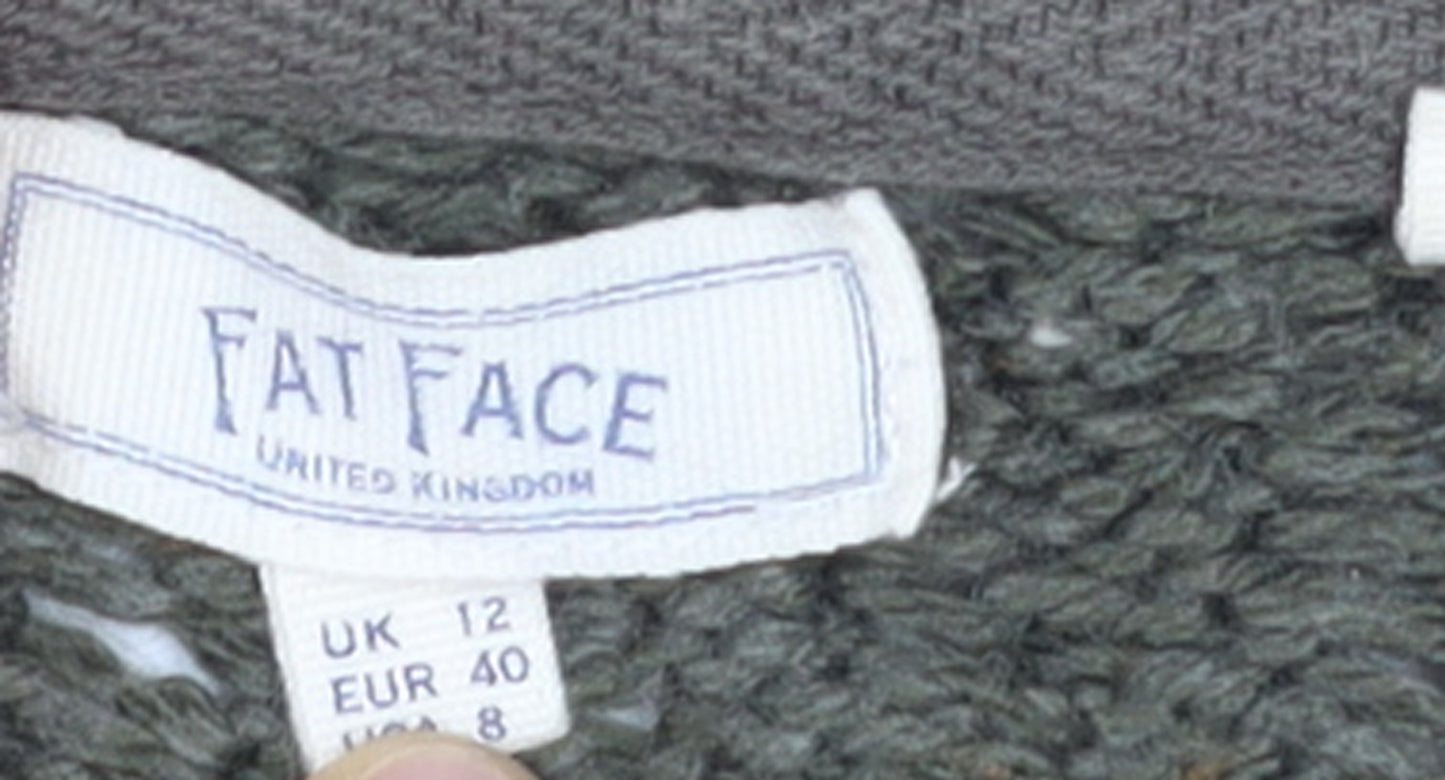 Fat Face Women's Green Chunky Knit Open Cardigan Size 12