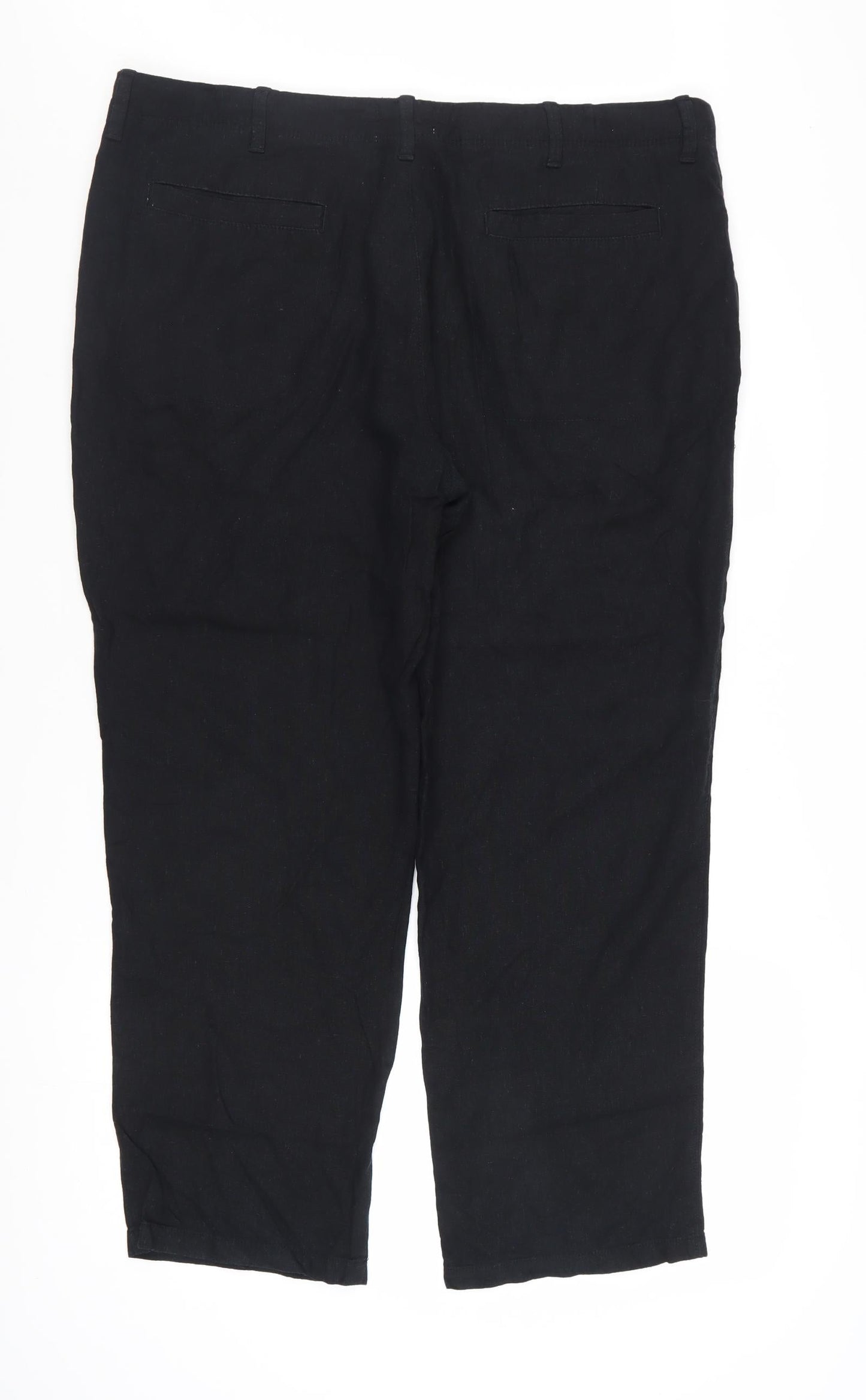 Marks and Spencer Men's Black Linen Blend Chino Trousers 38W 29L