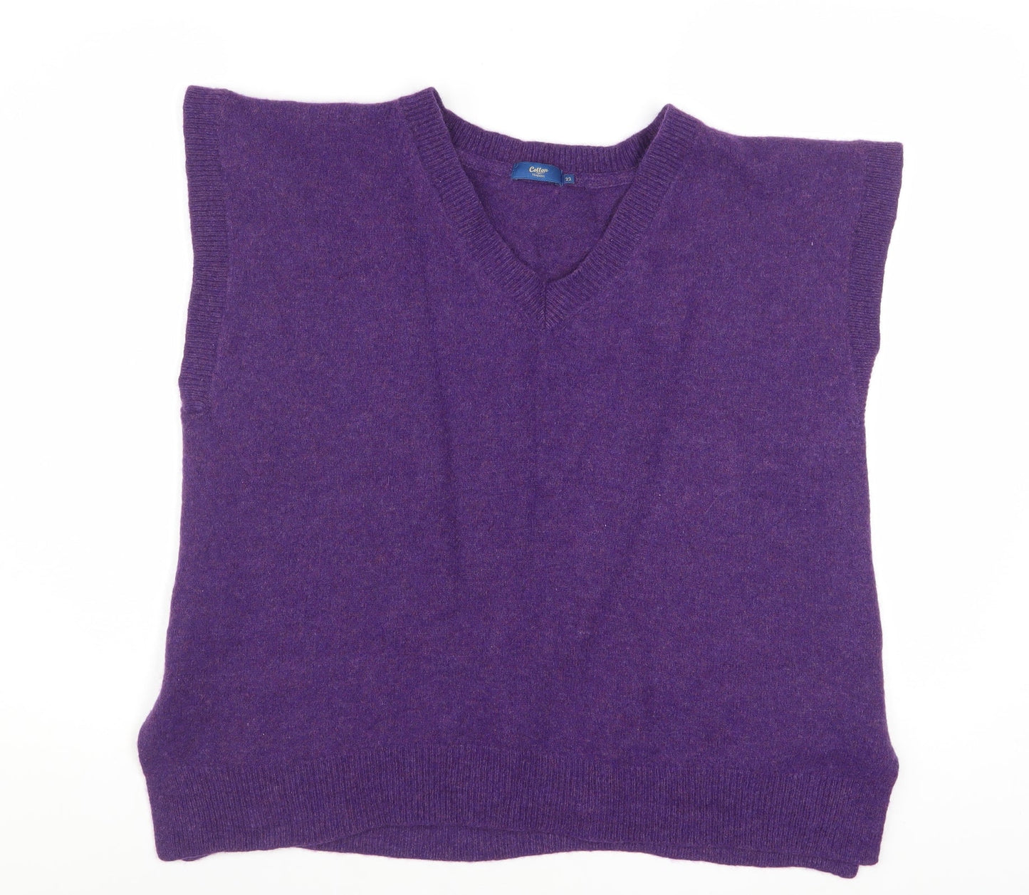 Cotton Traders Women's Purple Wool Blend Sleeveless V-Neck Vest Size 22