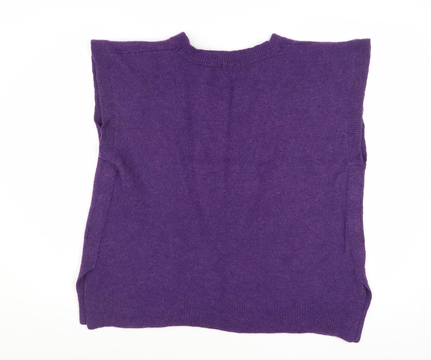 Cotton Traders Women's Purple Wool Blend Sleeveless V-Neck Vest Size 22