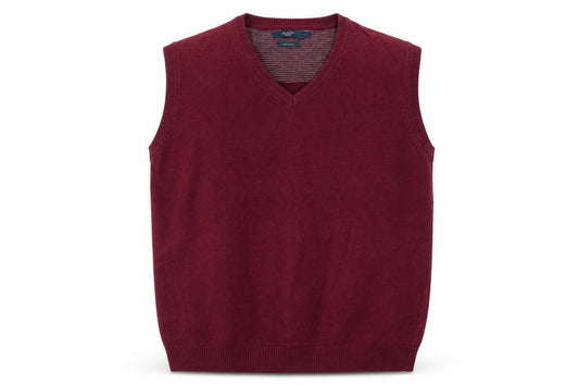 Atlantic Bay Men's Red Cotton V-Neck Sleeveless Jumper Vest L