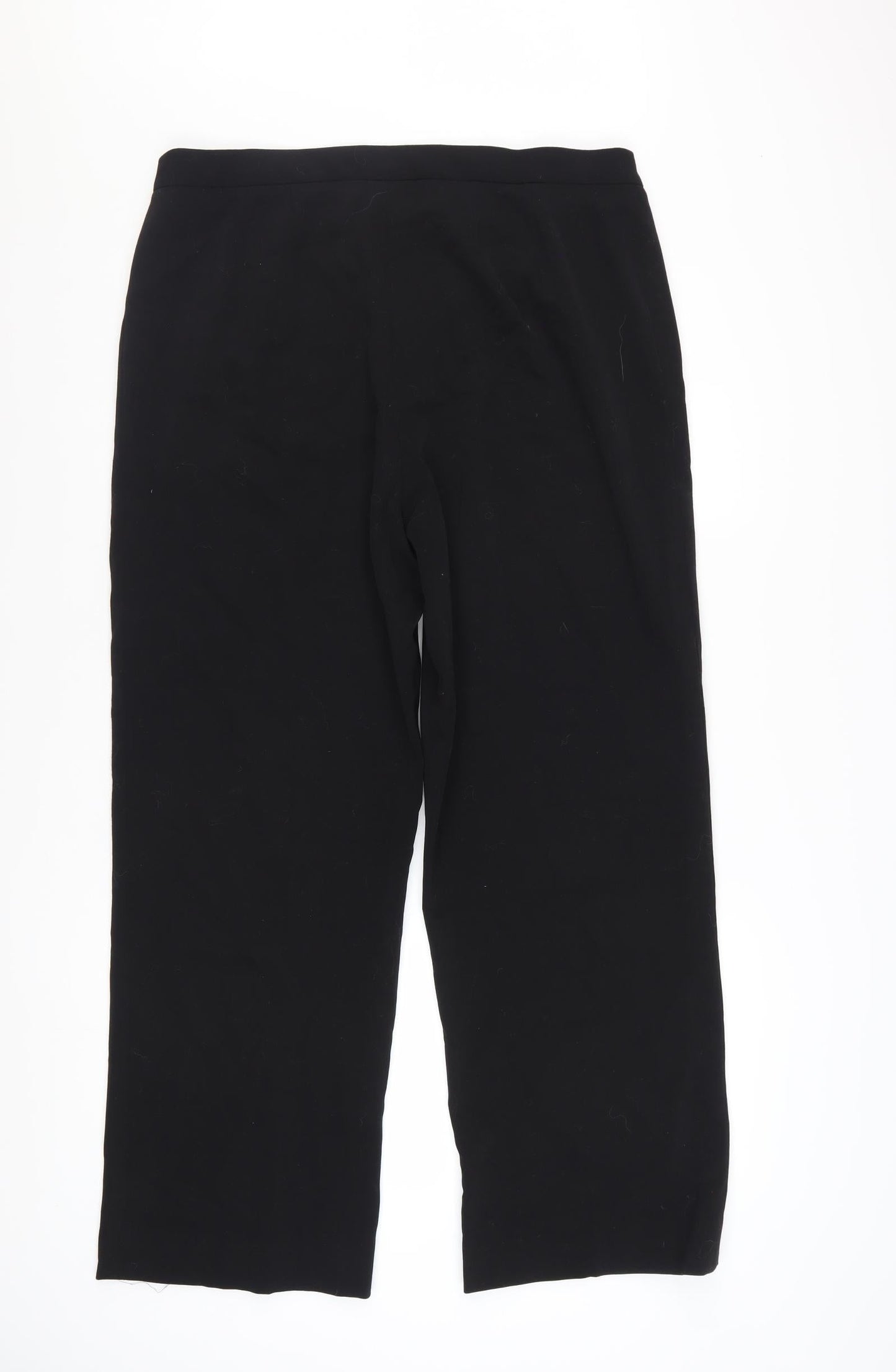 CC Women Black Wool Blend Stretch Straight Leg Trousers Size 16
