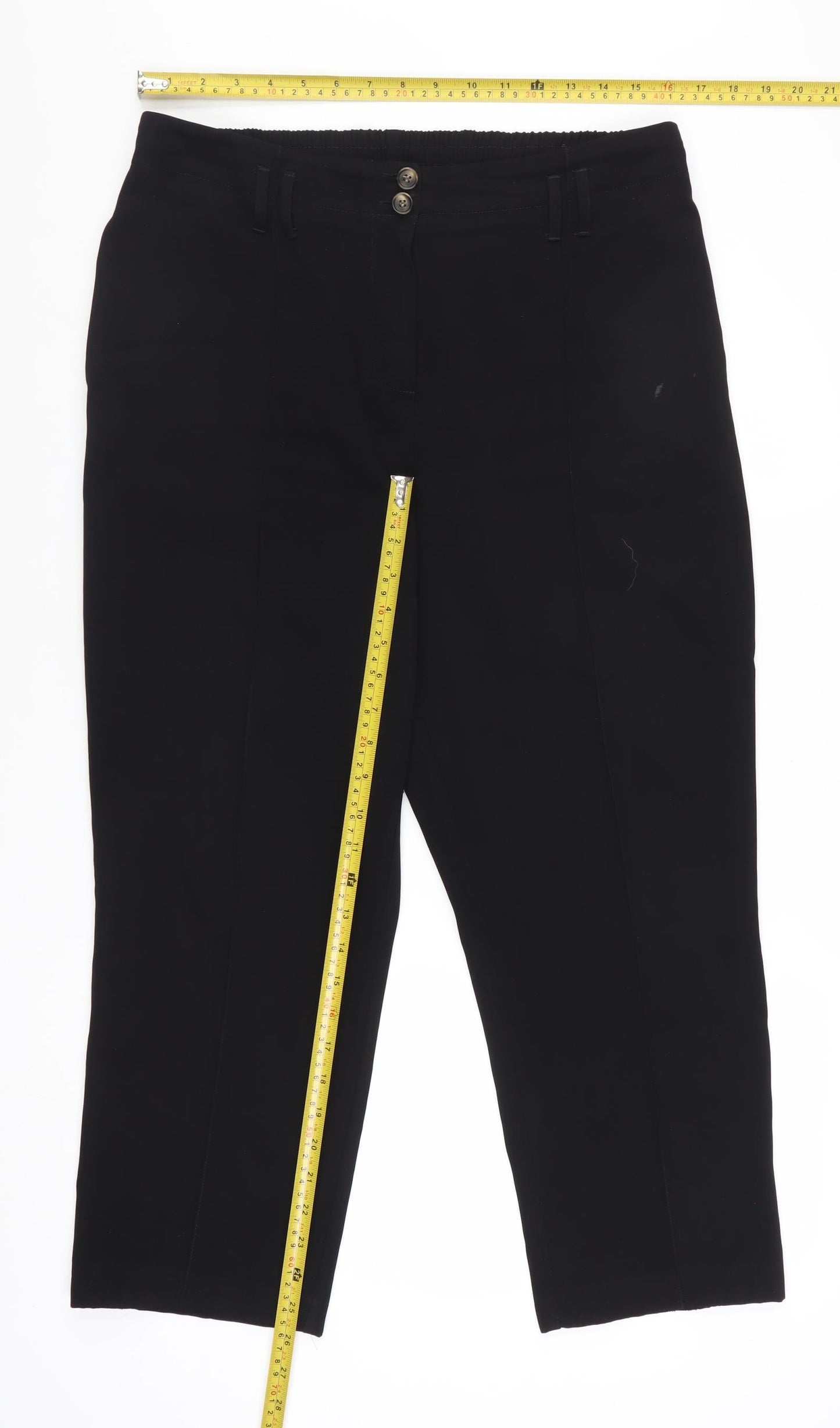 Dorothy Perkins Womens Black Cropped Trousers Size 14 Regular Fit