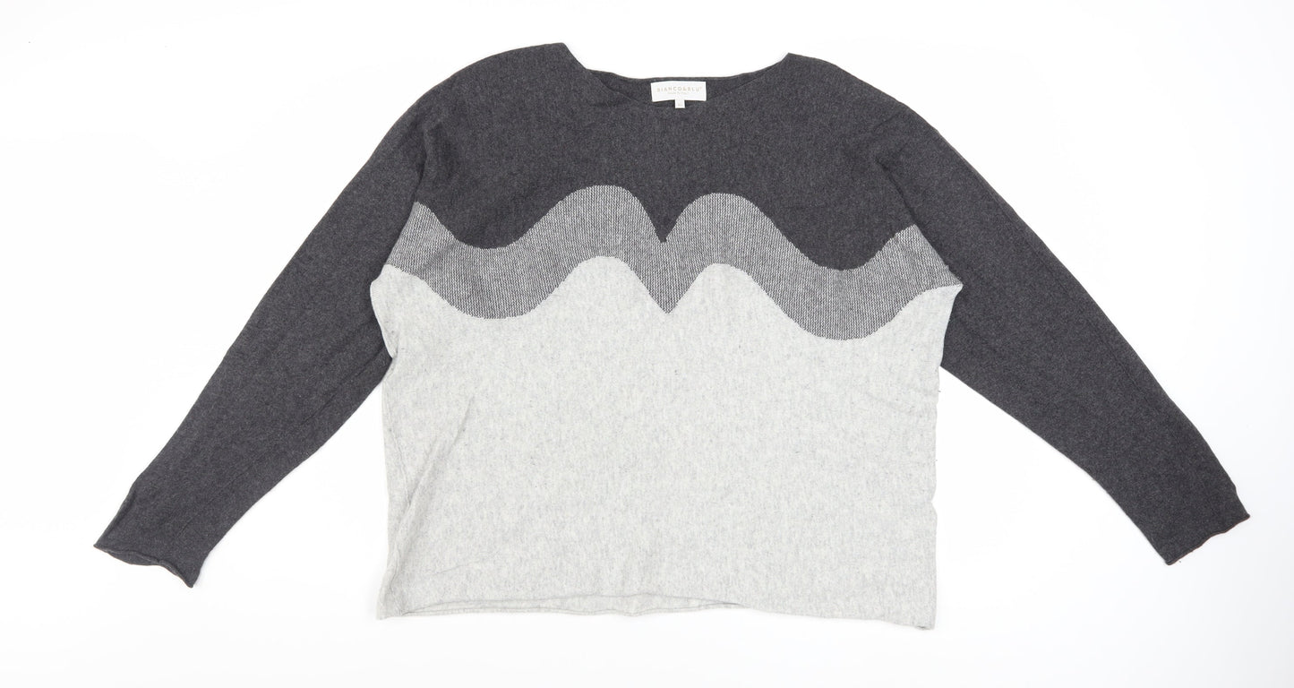 Bianco & Blu Womens Grey XL Merino Wool Blend Pullover Jumper