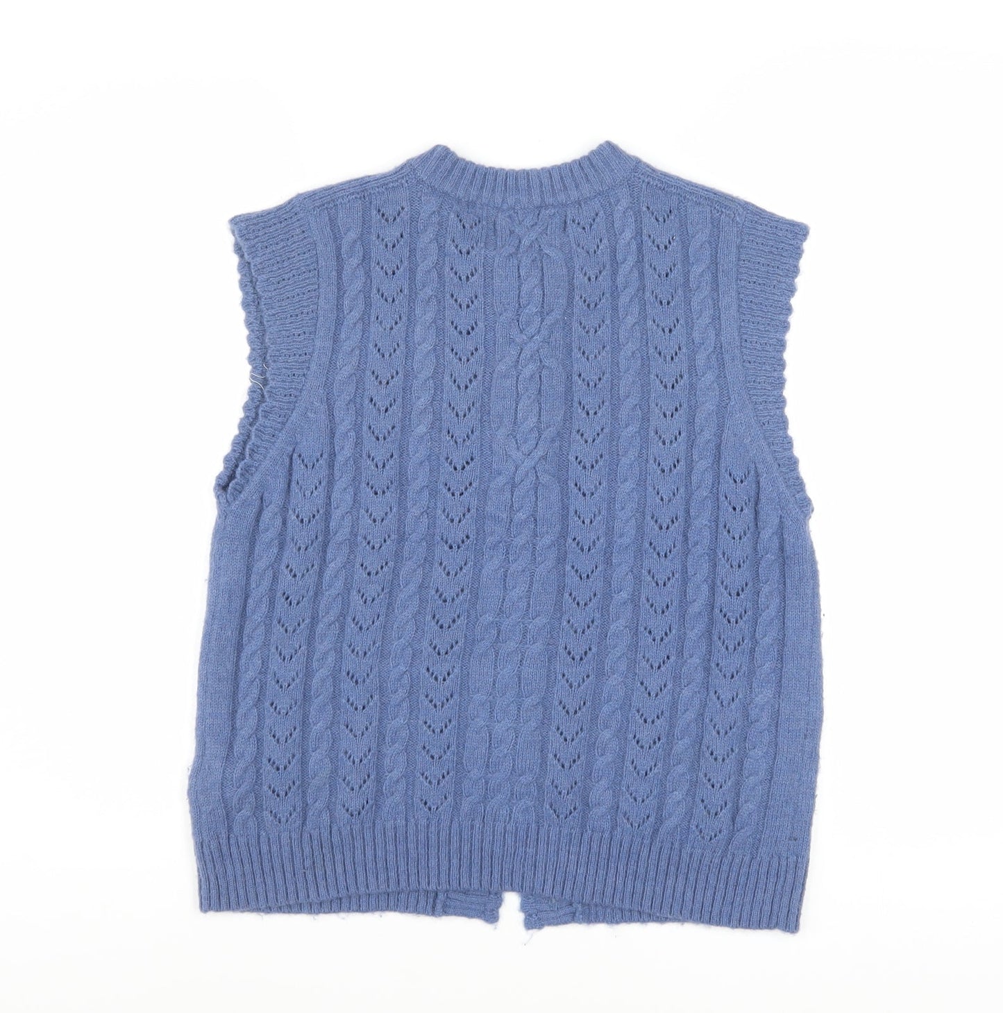 Marks and Spencer Women Blue Cable-Knit Sleeveless Cardigan Size 12
