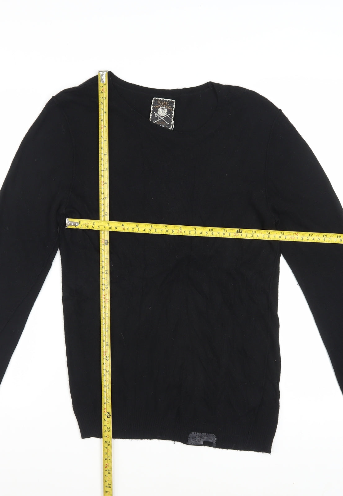 Diesel Men's Black Crew Neck Pullover Jumper Size S