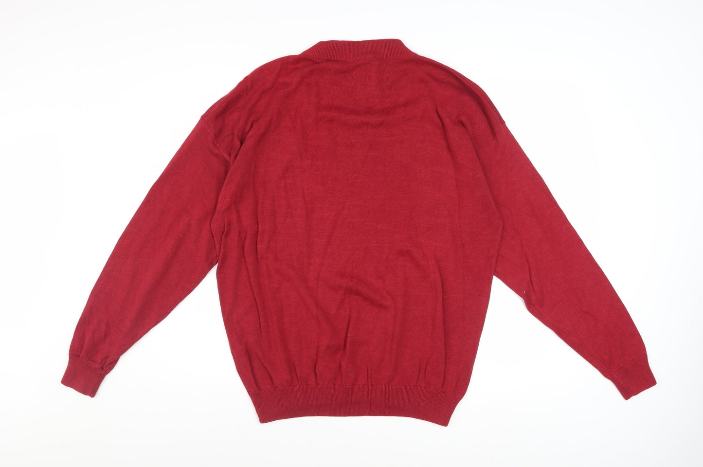 Clothes Men's Red Striped Cotton Crew Neck Pullover Jumper L