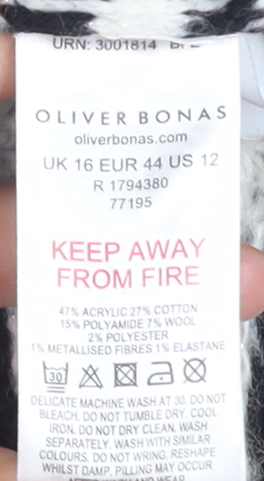 Oliver Bonas Women Black White Striped Knit Vest Jumper Size 16