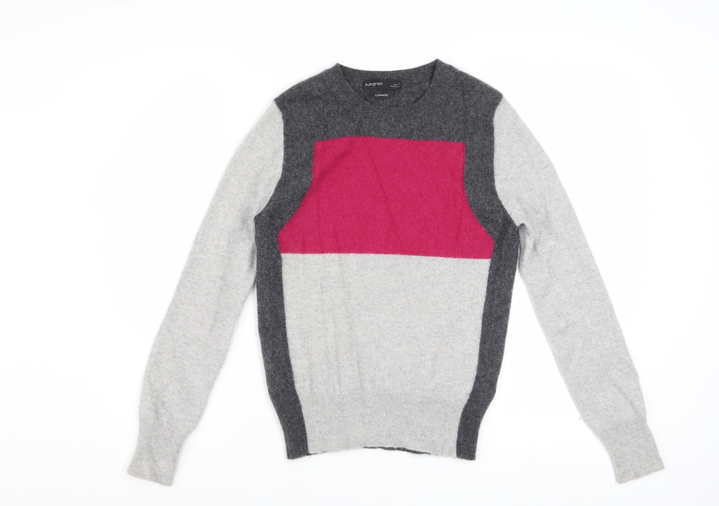 Marks and Spencer Autograph Women’s Grey Pink Cashmere Jumper Size 8