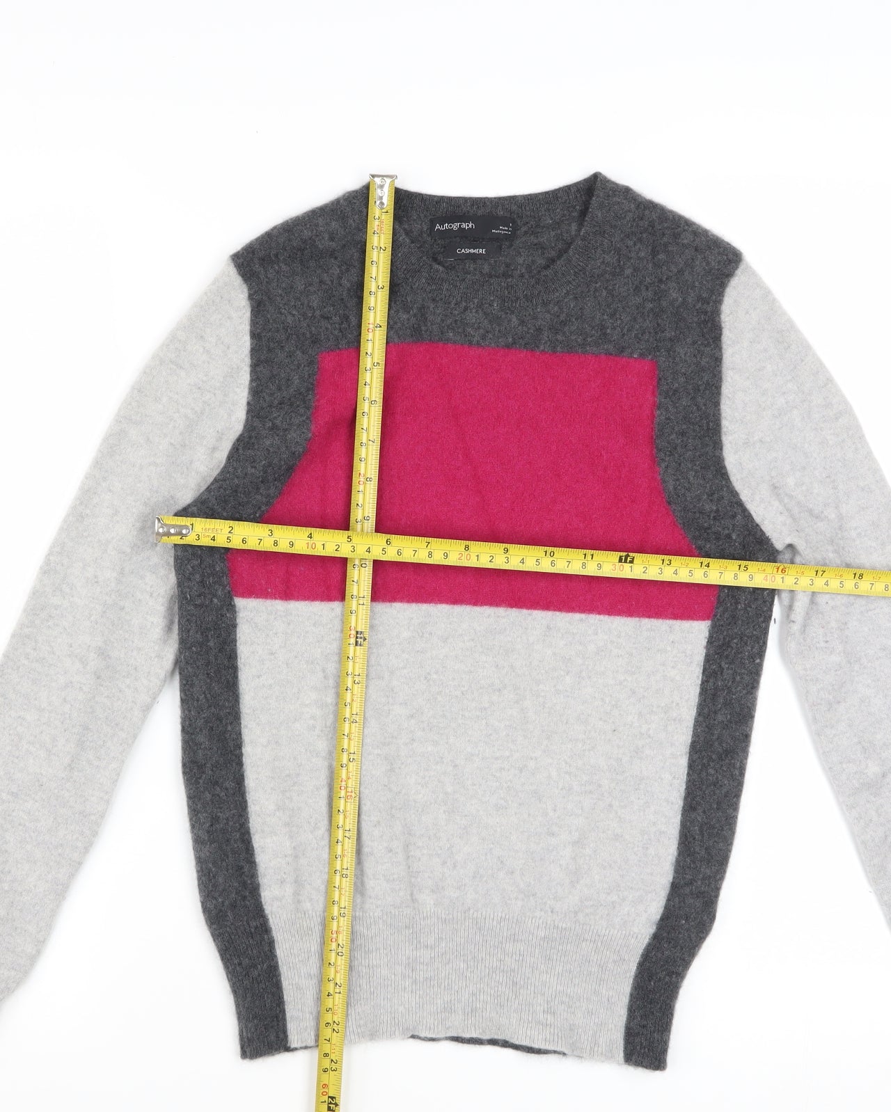 Marks and Spencer Autograph Women’s Grey Pink Cashmere Jumper Size 8