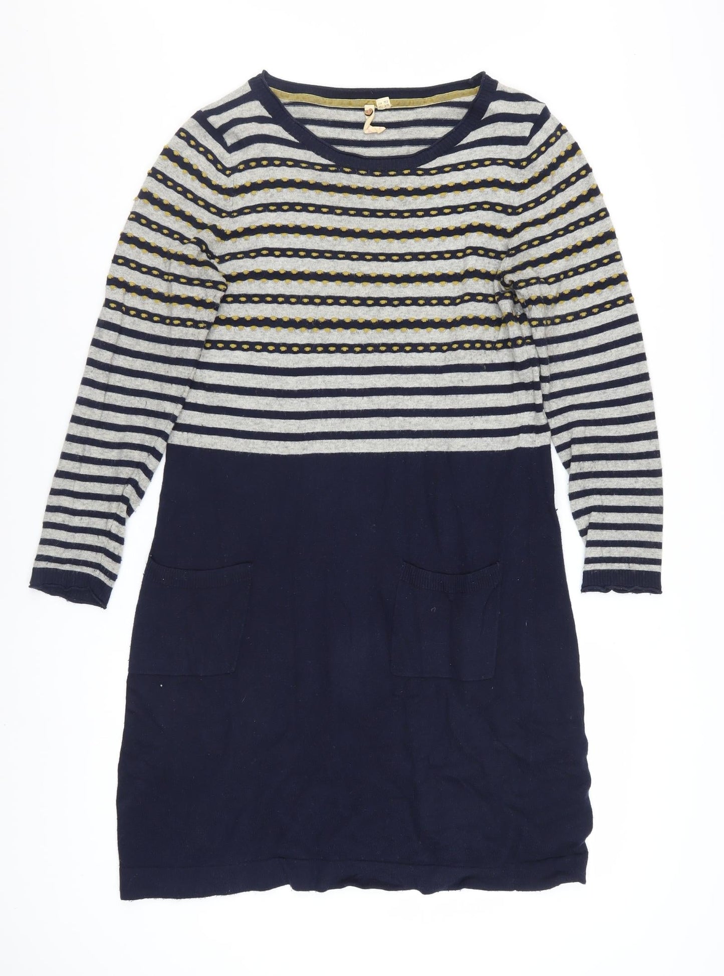 White Stuff Women’s Blue Striped Knit Shift Dress Size 12