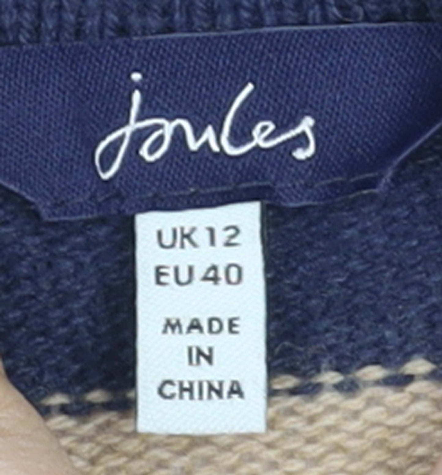 Joules Womens Blue Beige Striped Collared Pullover Jumper Size 12
