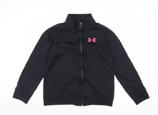 Under Armour Boys Black Full Zip Track Jacket Size 12 Years Polyester