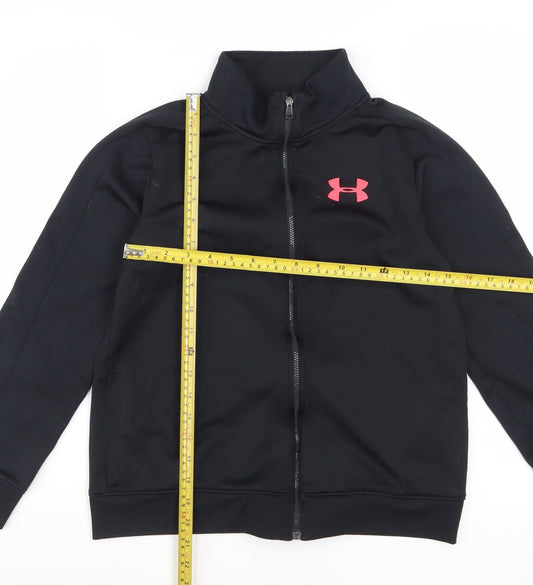 Under Armour Boys Black Full Zip Track Jacket Size 12 Years Polyester
