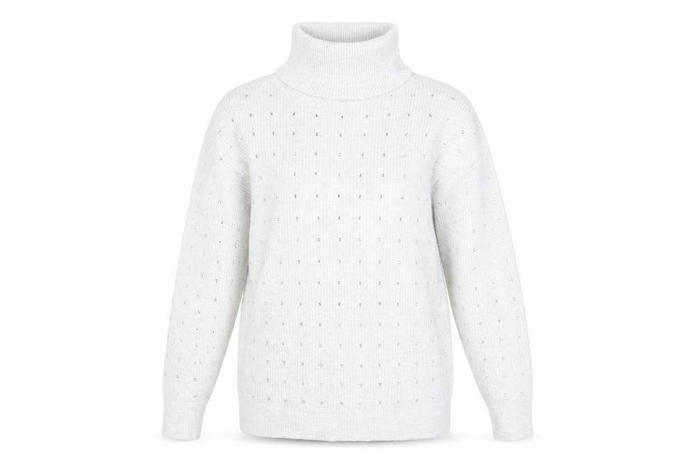 River Island Women's Grey Roll Neck Sequin Knit Jumper Size M