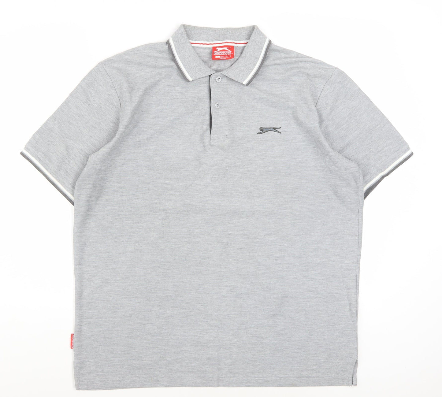 Slazenger Men's Grey Short Sleeve Polo Shirt Size L Classic Fit