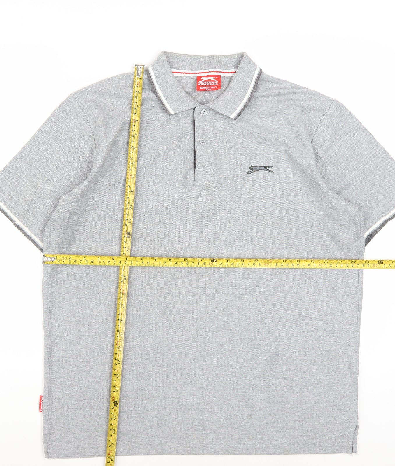 Slazenger Men's Grey Short Sleeve Polo Shirt Size L Classic Fit