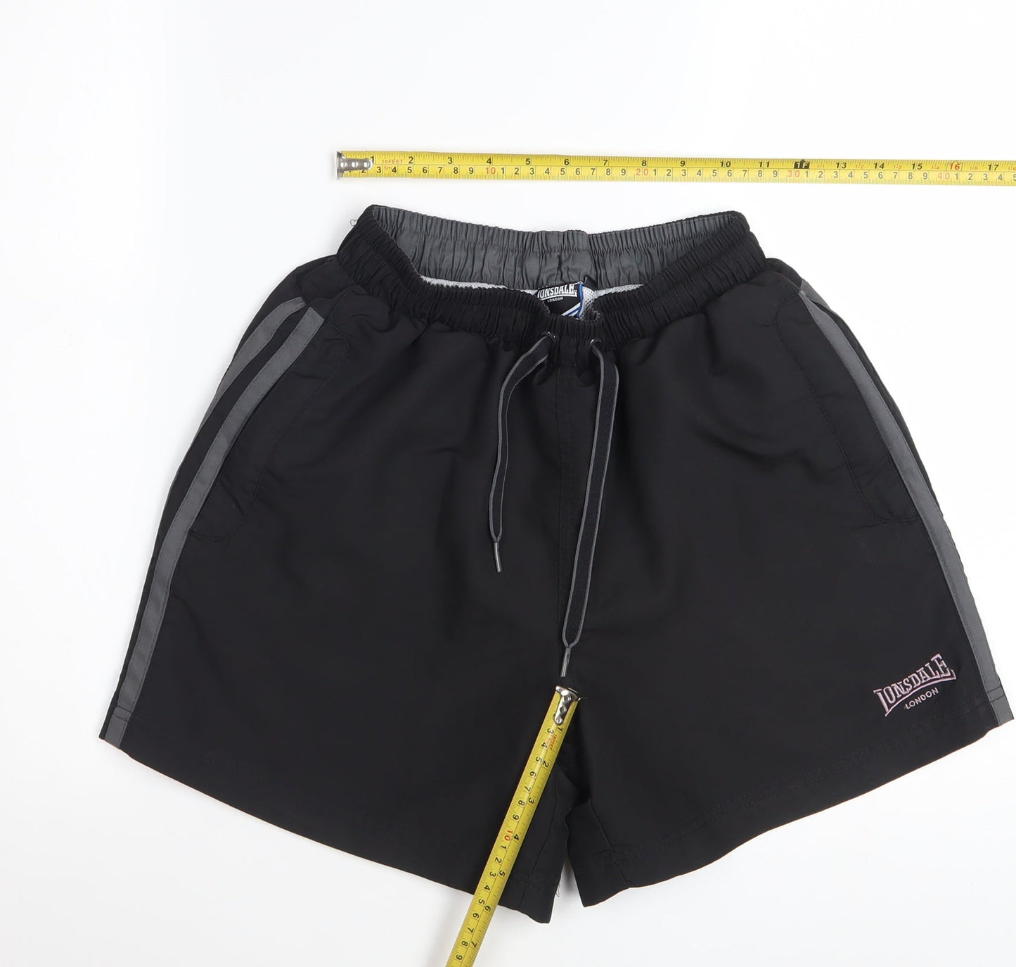 Lonsdale Men's Black Regular Fit Quick Dry Sports Shorts Size S