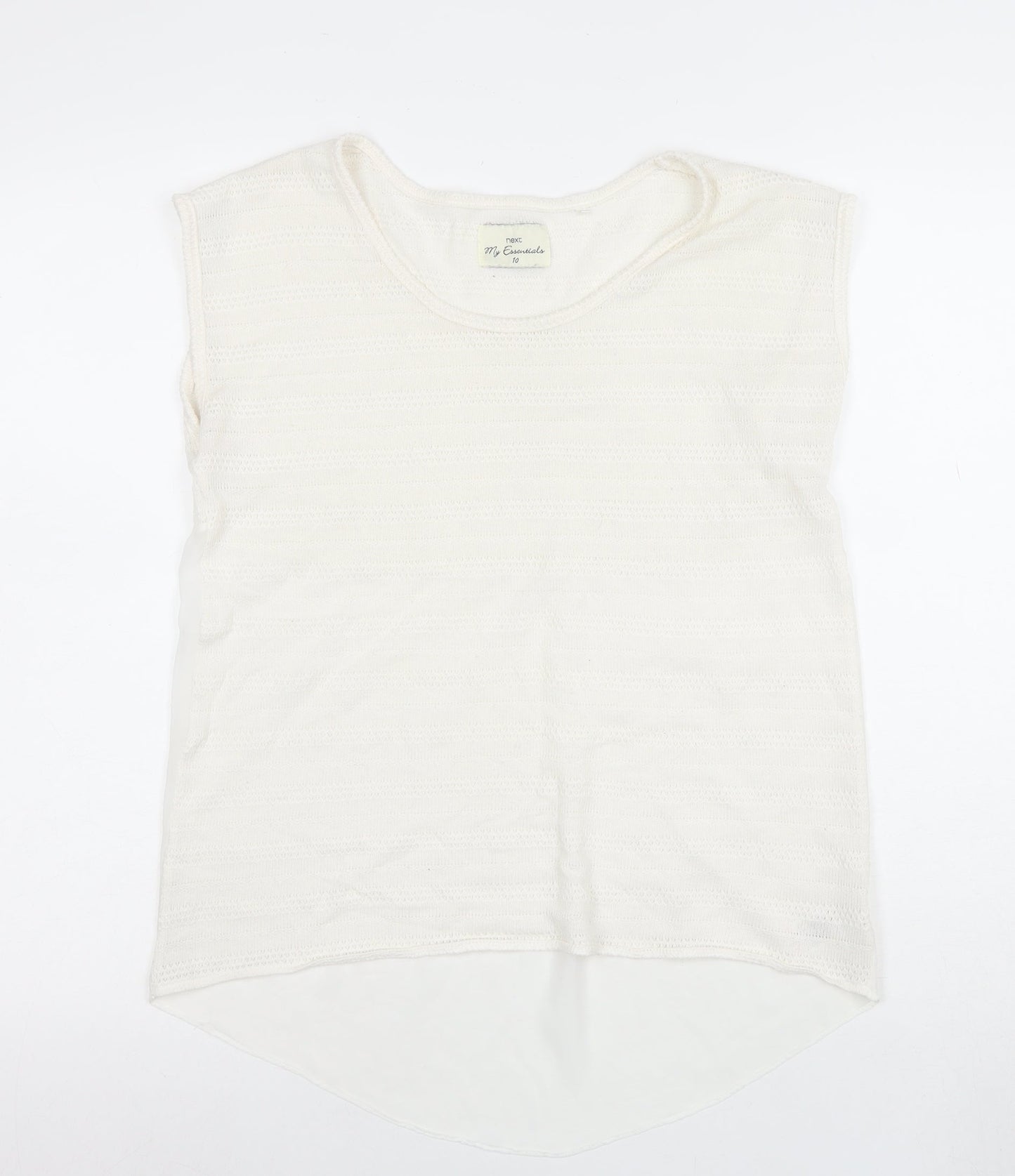 Next Women's Ivory Knit Sleeveless Crew Neck Top Size 10