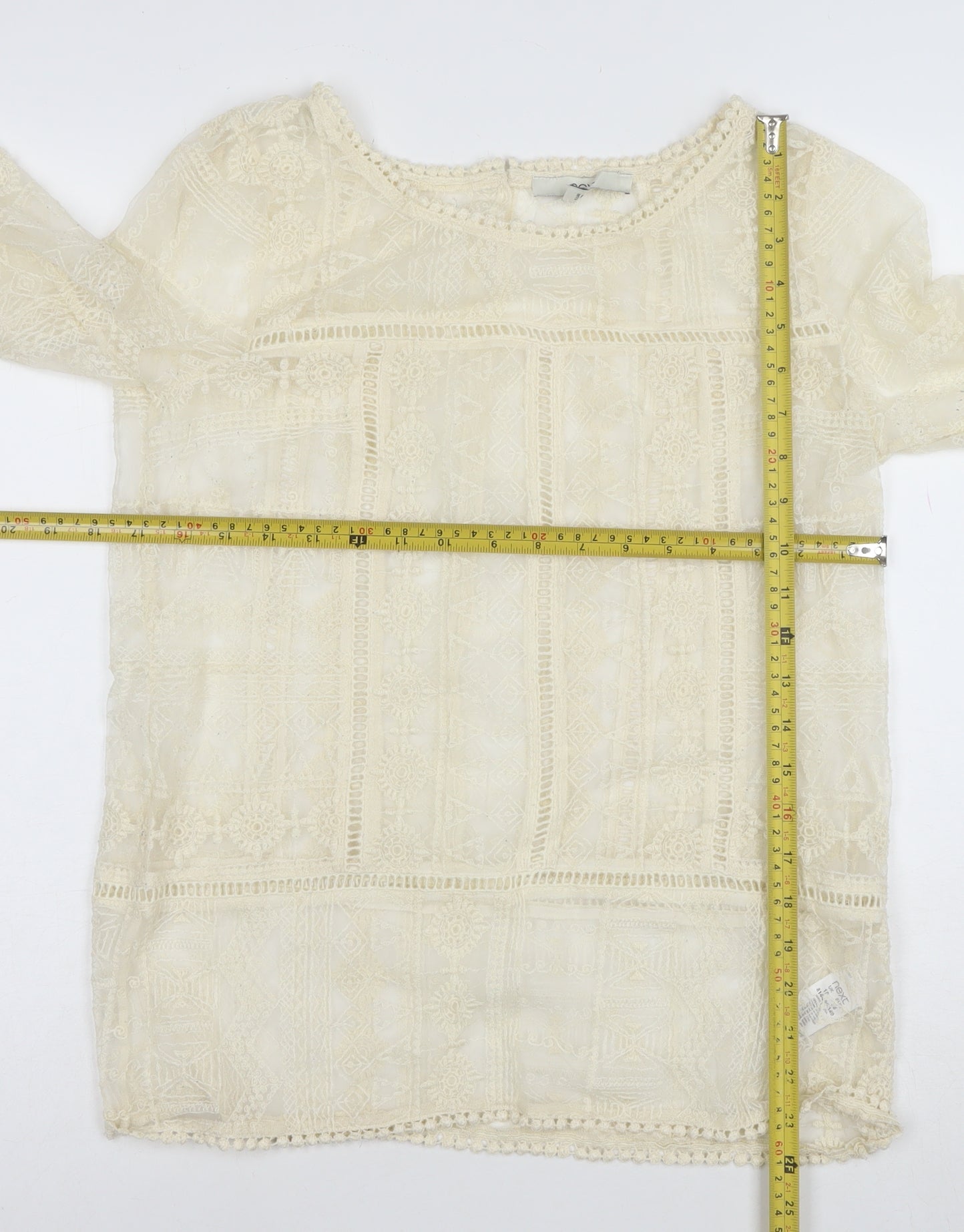 Next Women’s Ivory Lace Long Sleeve Bohemian Blouse Size 10