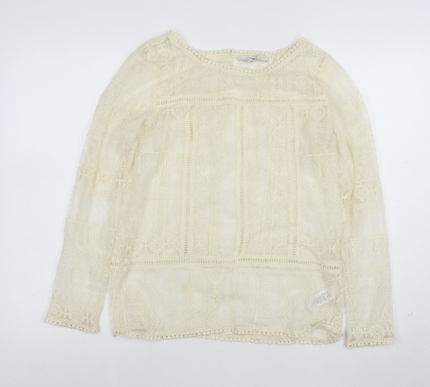 Next Women’s Ivory Lace Long Sleeve Bohemian Blouse Size 10