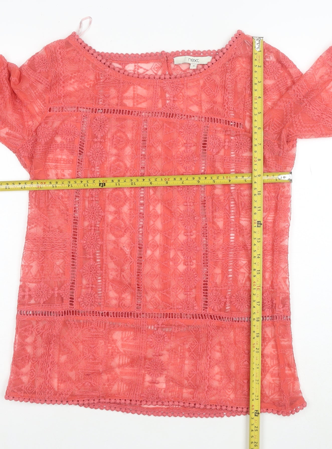 Next Women Pink Lace Long Sleeve Tunic Blouse Size 10