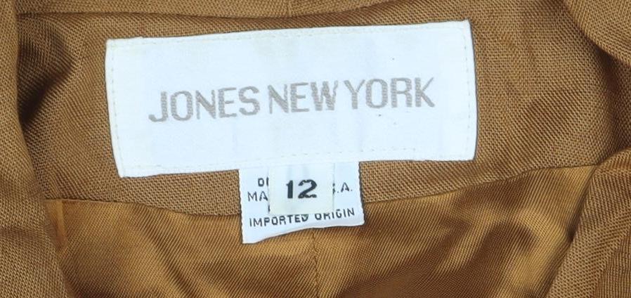 Jones New York Women’s Brown Linen Blend Double-Breasted Blazer Size 12