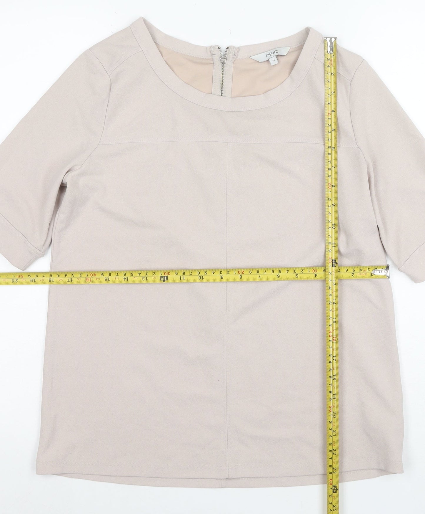Next Women's Beige Short Sleeve Boat Neck Blouse UK 10
