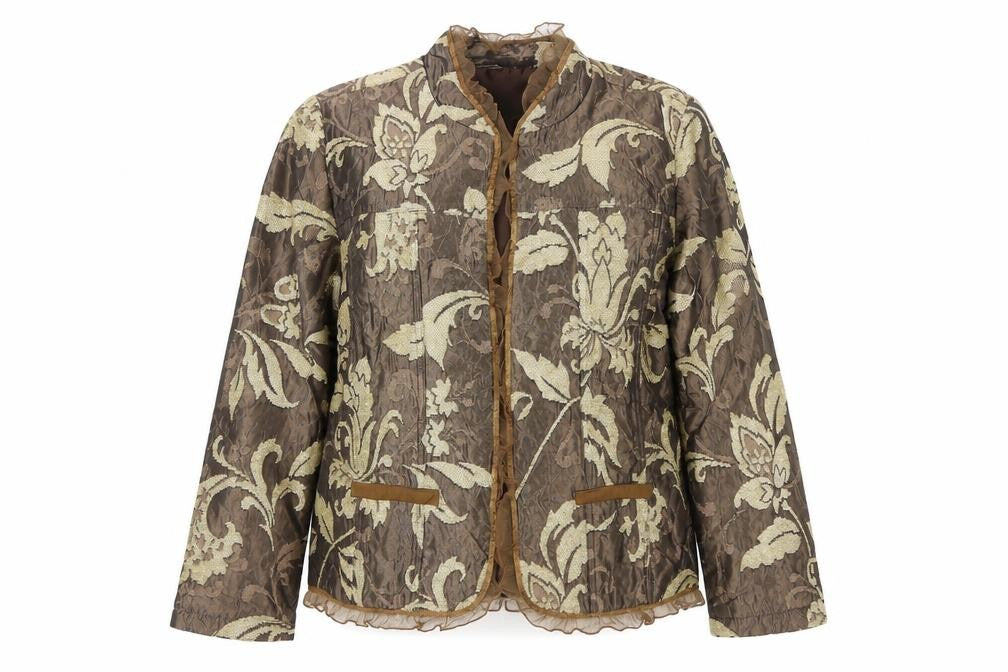 Allure Women's Brown Floral Jacquard Suit Jacket L Regular Fit