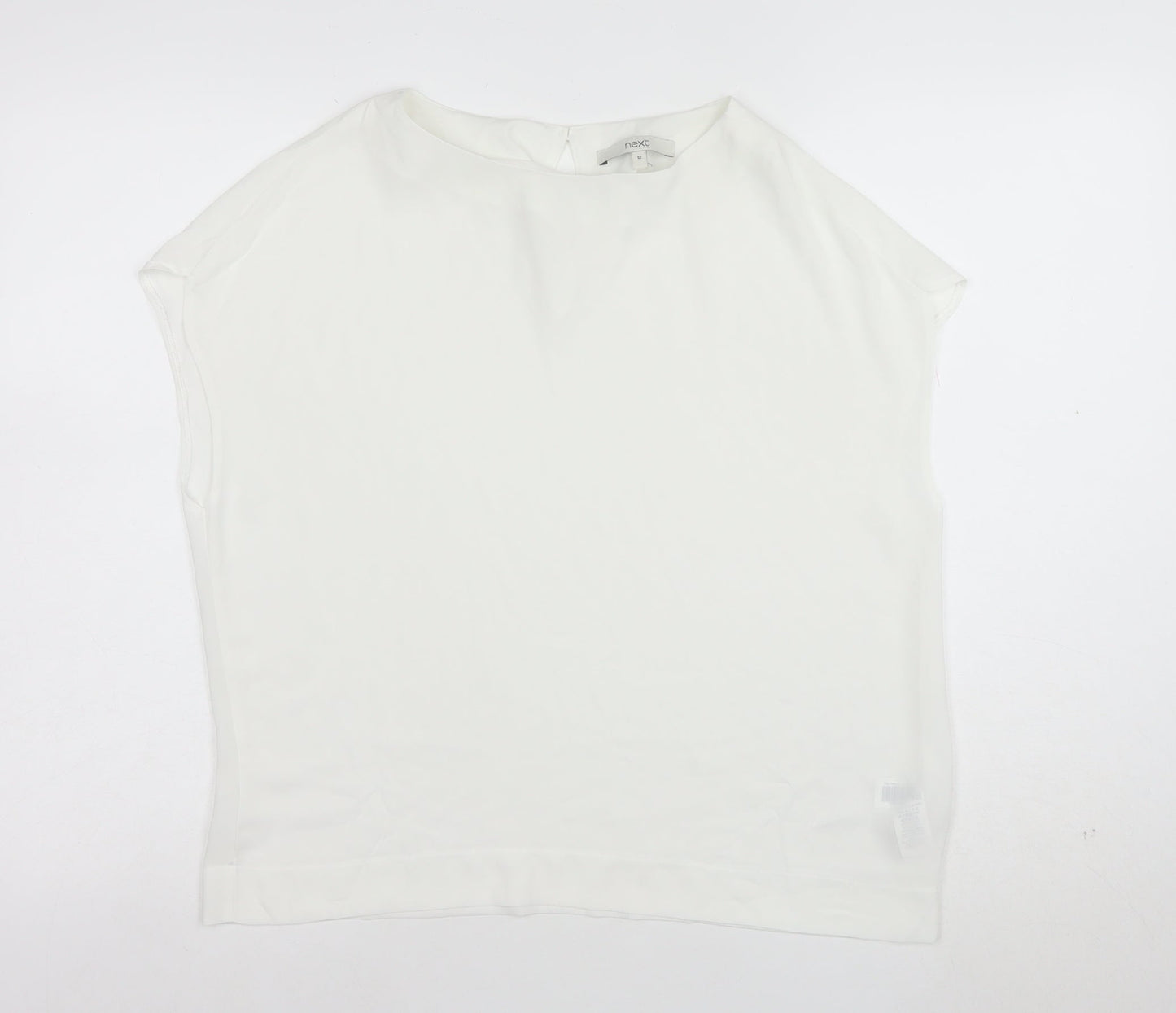 Next Womens White Polyester Boat Neck Short Sleeve Blouse Size 12