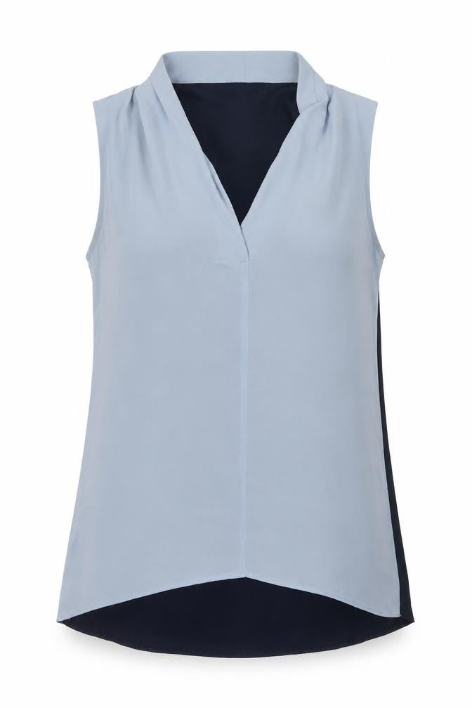 Next Women’s Blue Sleeveless V-Neck Chiffon Blouse Size 10