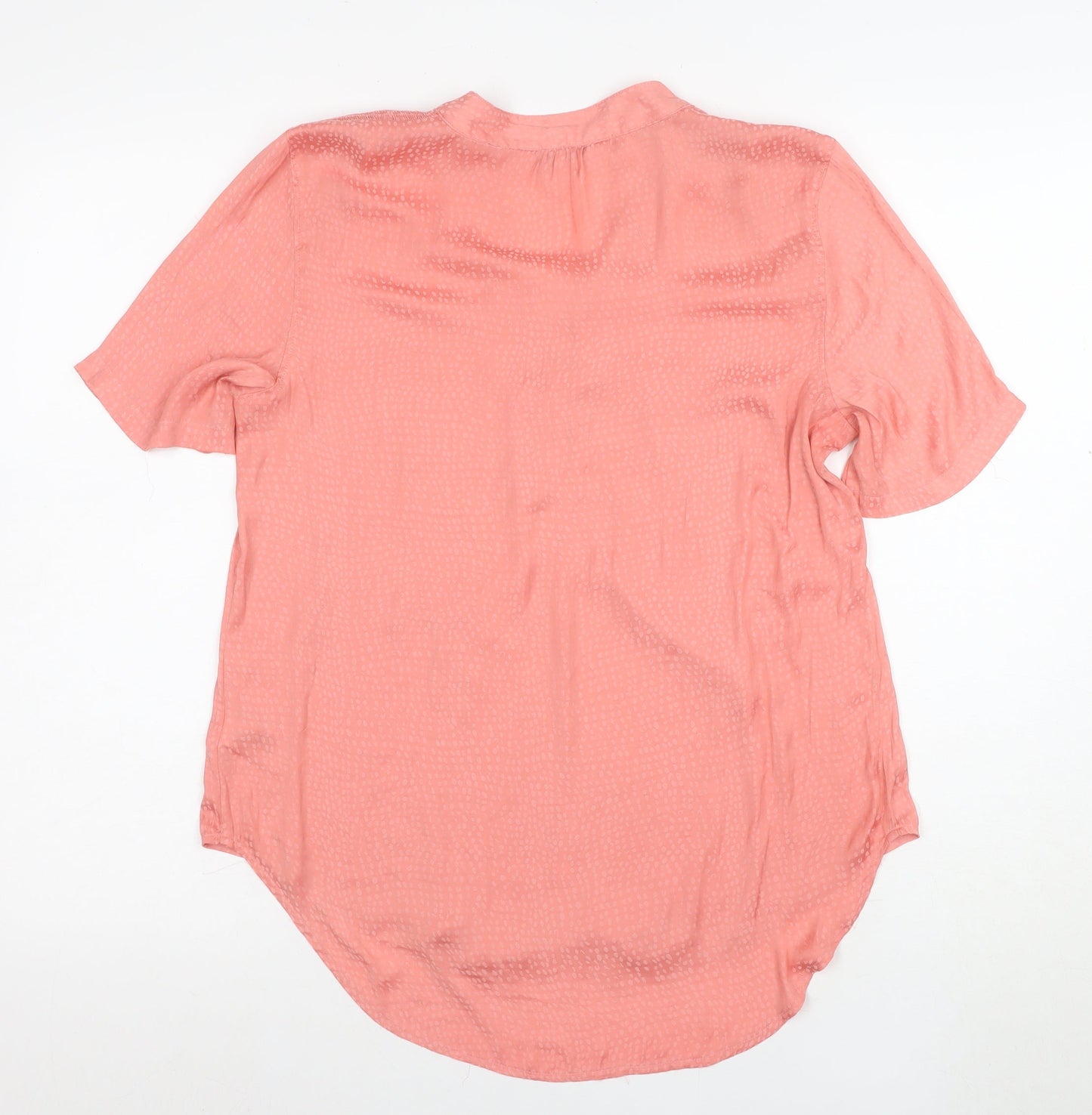 Next Women’s Pink Short Sleeve V-Neck Button Blouse Size 10