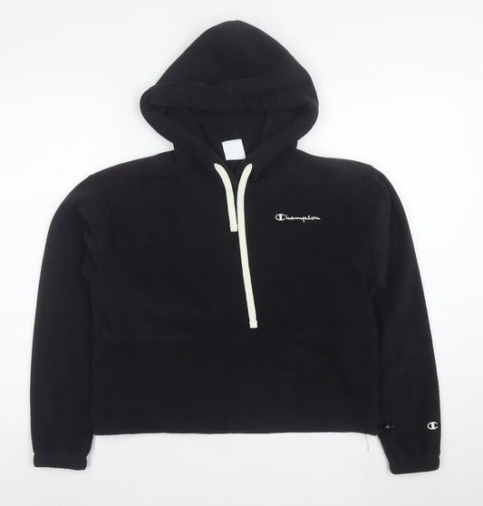 Champion Women Black XS 1/4 Zip Hooded Fleece Sweatshirt