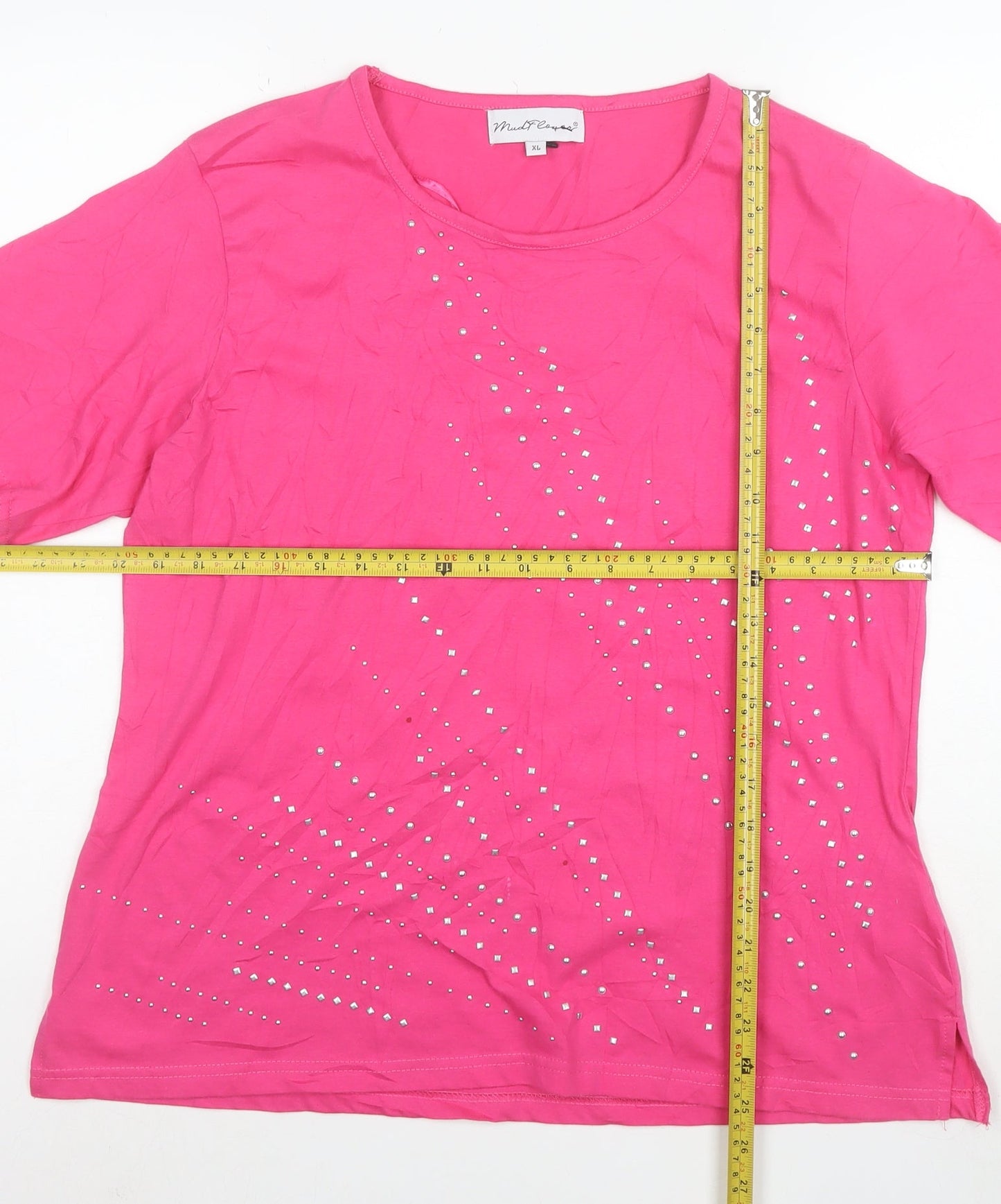 Mudd & Water Women’s Pink Studded Cotton T-Shirt XL