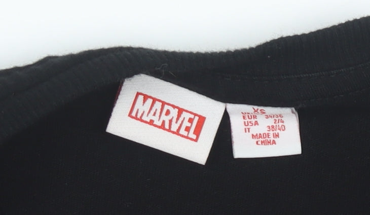 Marvel Women’s Black Widow Black Cotton XS Graphic T-Shirt