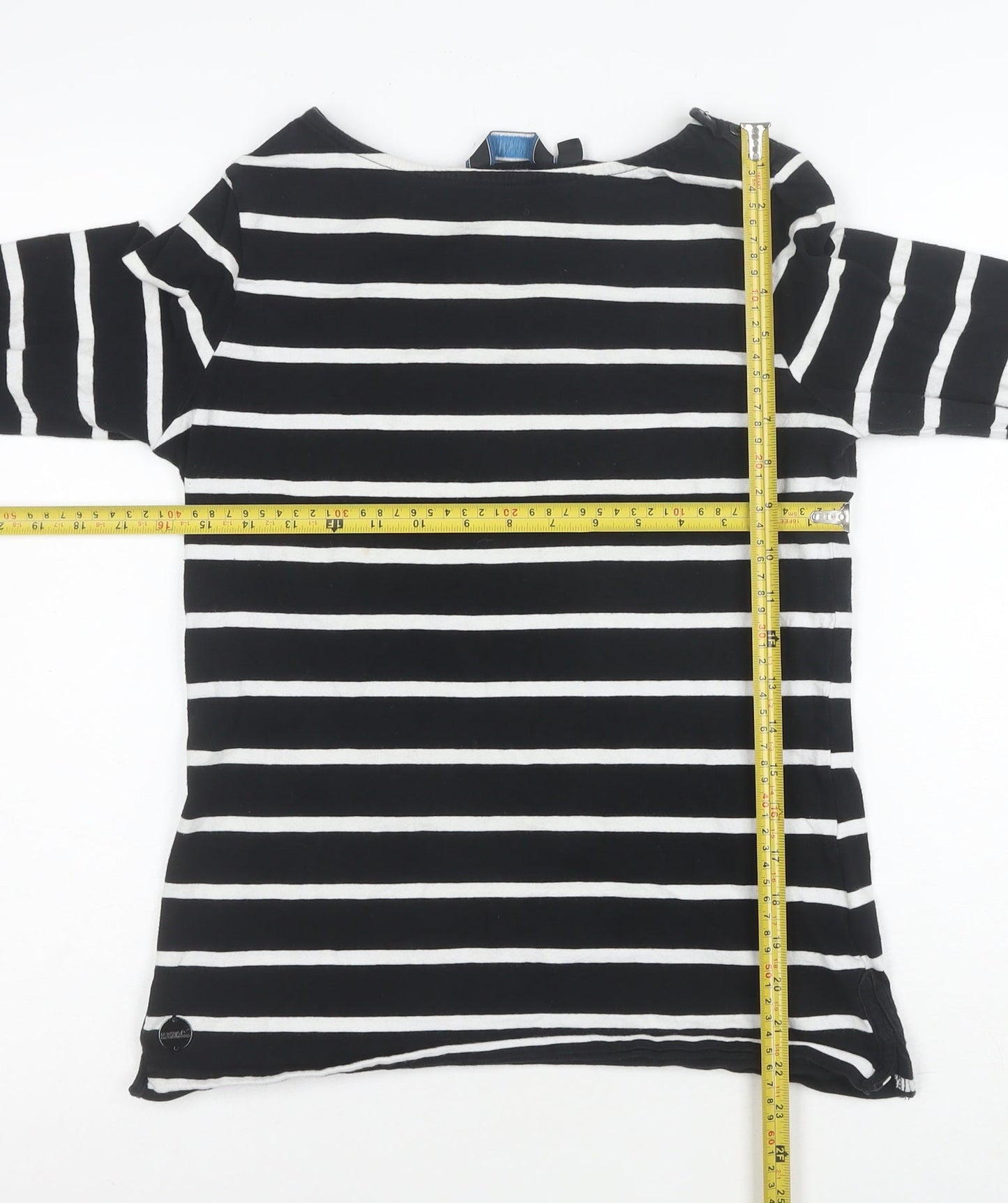 Regatta Women Black White Striped Cotton Long Sleeve T-Shirt Size 12