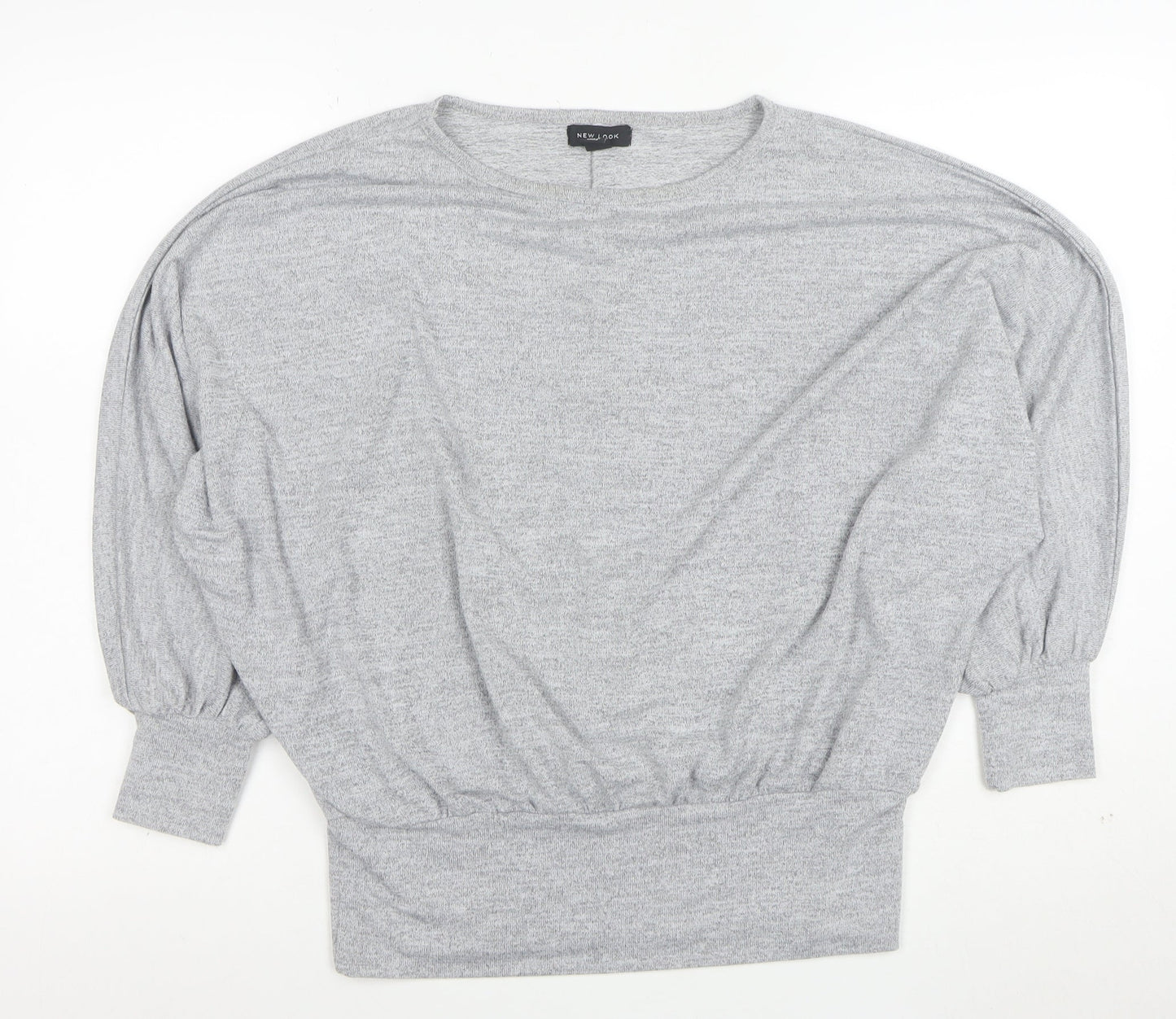 New Look Women Grey Jersey Dolman Sleeve Cropped Blouse M
