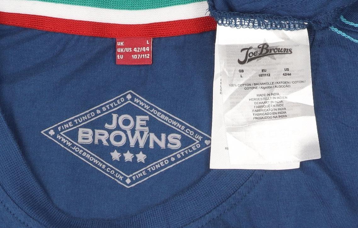 Joe Browns Men's Blue Music Graphic Cotton T-Shirt Size L