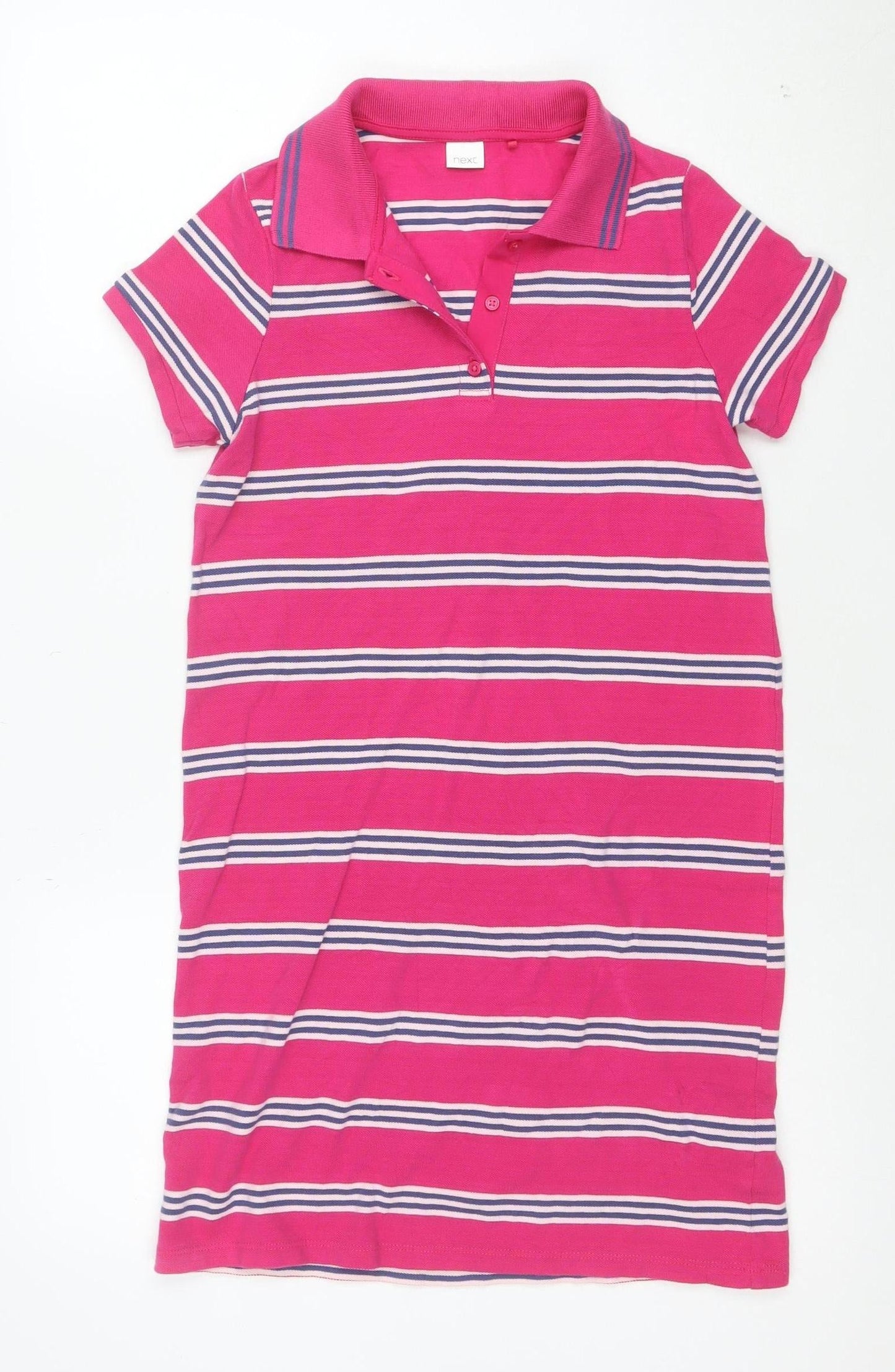 Next Girls Pink Striped Shirt Dress 13 Years Cotton Summer Casual