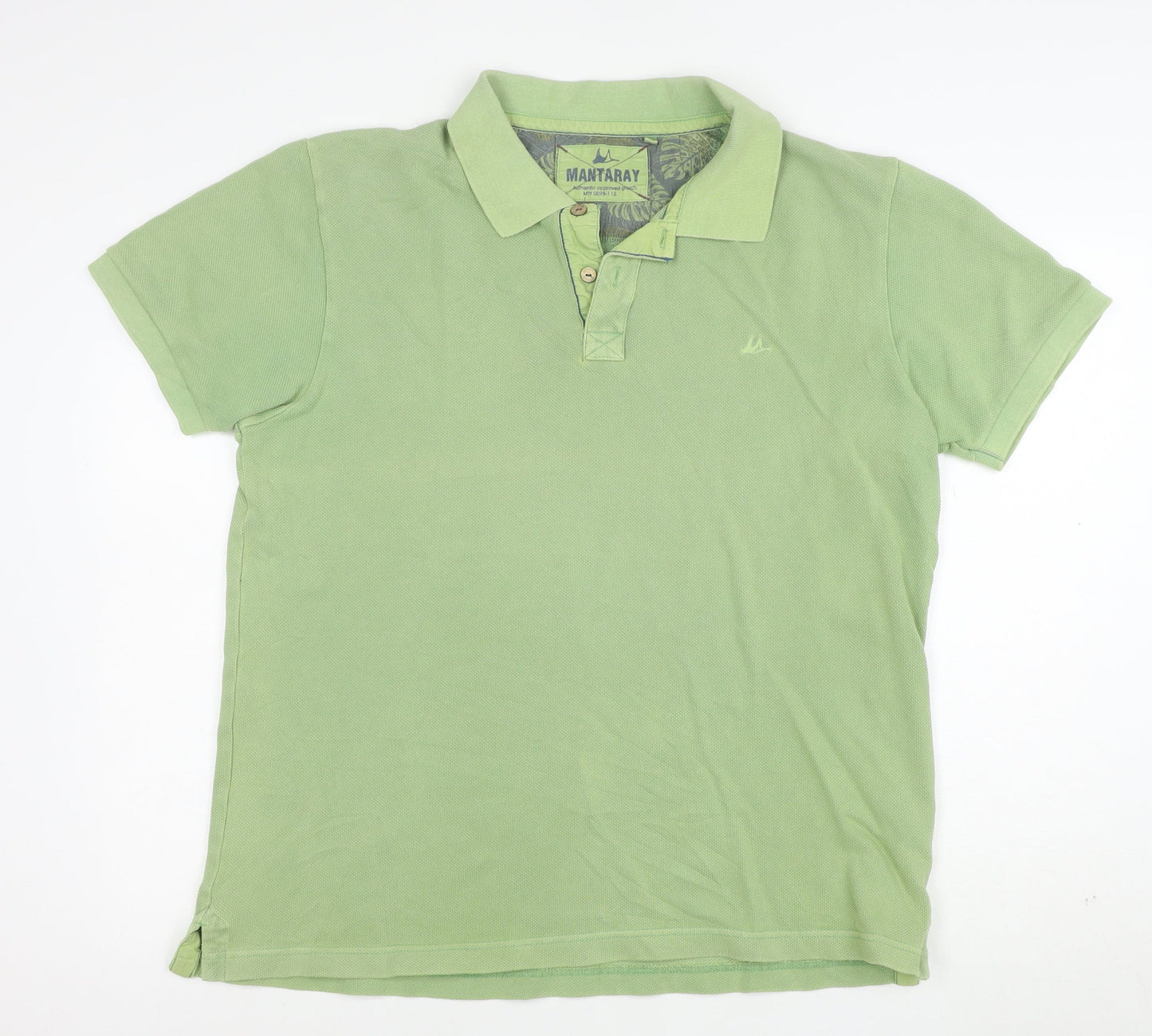 Mantaray Men’s Green Cotton Short Sleeve Polo Shirt Size L