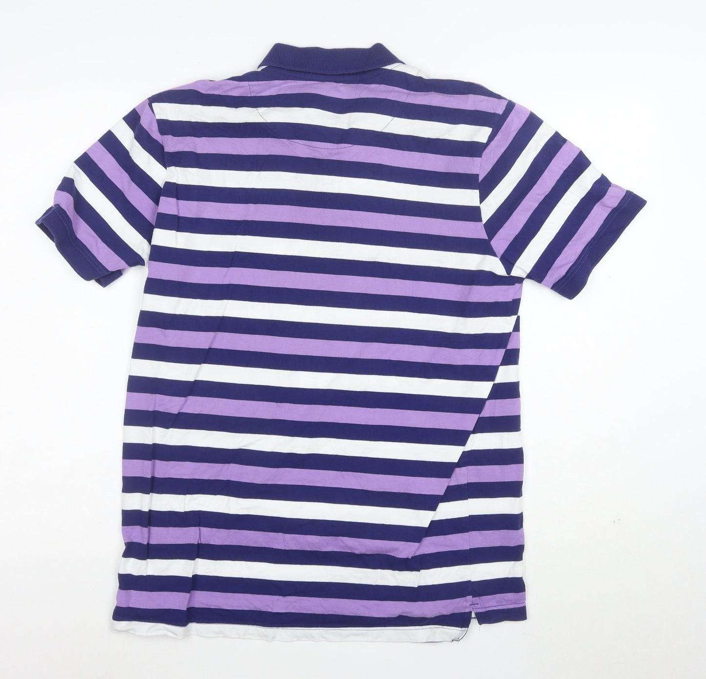Crew Clothing Co. Men's Purple Striped Cotton Polo Shirt Size L