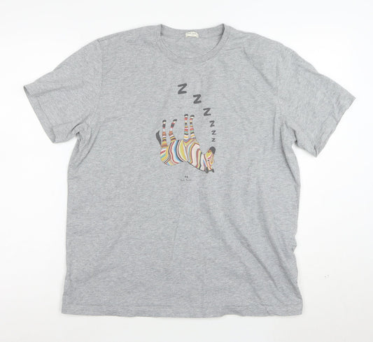 Paul Smith Unisex Grey Zebra Print Cotton T-Shirt Size S
