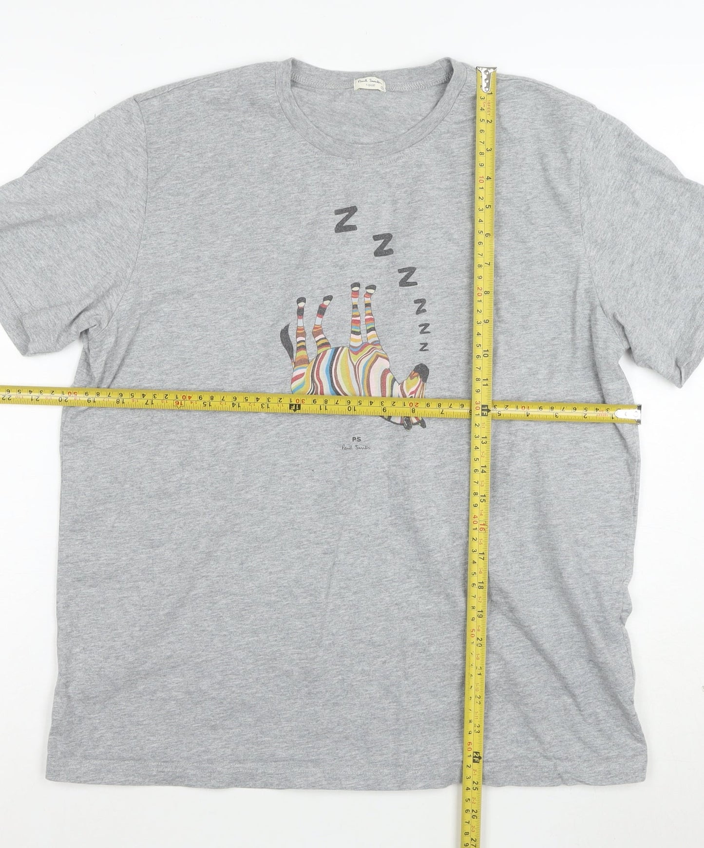Paul Smith Unisex Grey Zebra Print Cotton T-Shirt Size S
