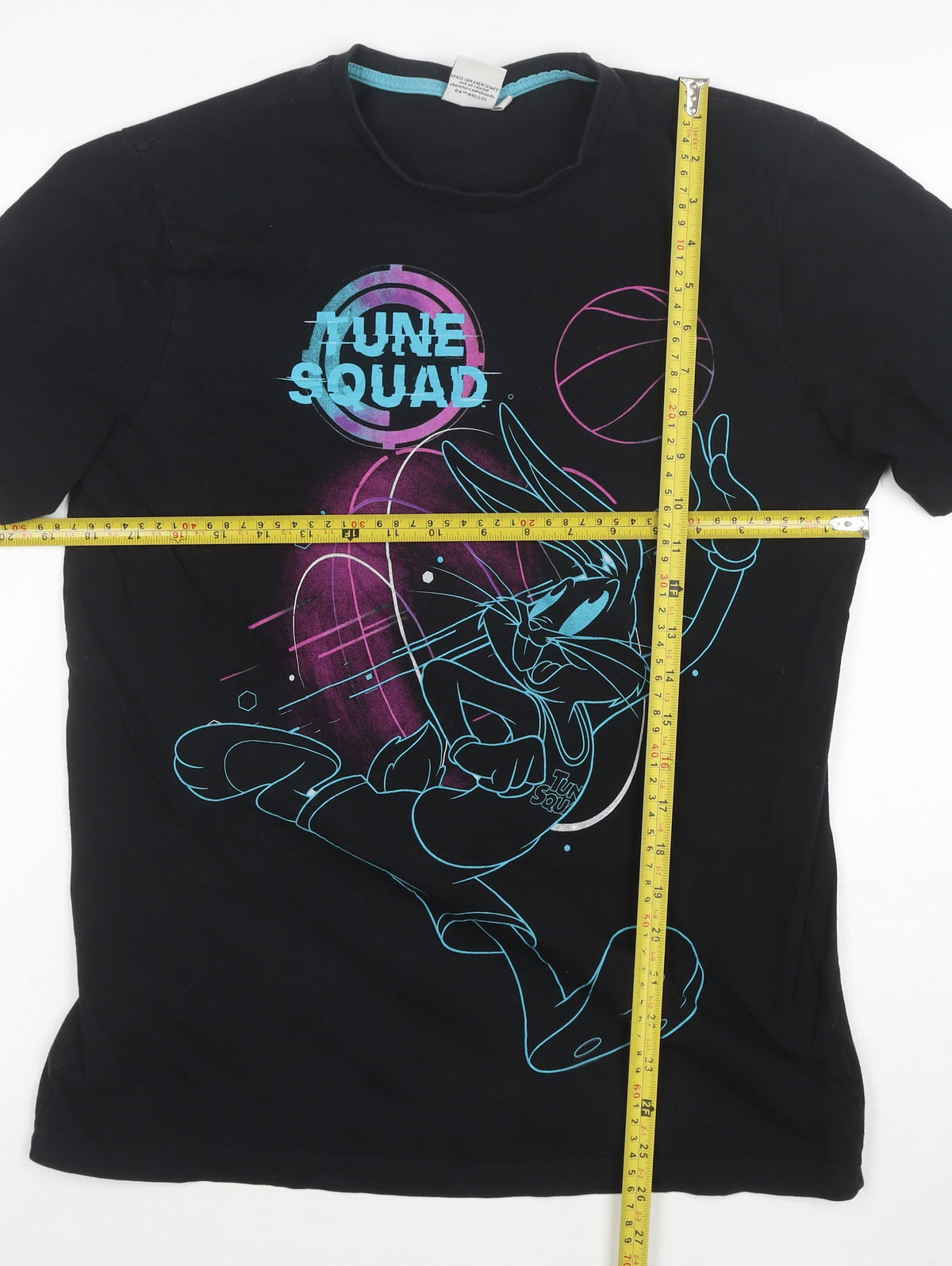 Close-up detail of Space Jam Tune Squad Black Bugs Bunny Men's M Graphic T-Shirt