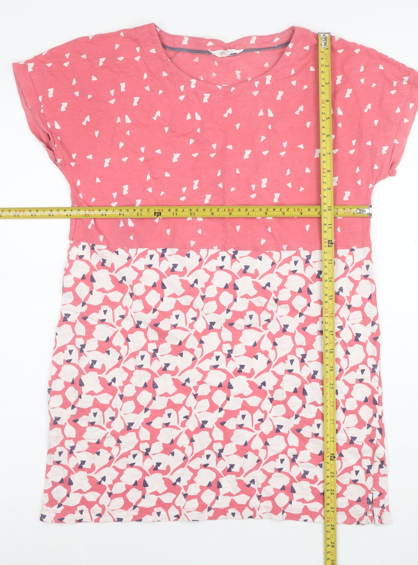 White Stuff Women's Pink Floral Cotton Jersey T-Shirt Size 12